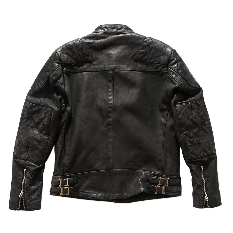 Real Leather Men's Black Retro Jacket / Simple Design Cow Skin Biker Clothing With Zippers - HARD'N'HEAVY
