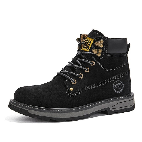 Bottes de combat vintage en cuir véritable / Chaussures militaires de moto pour hommes 