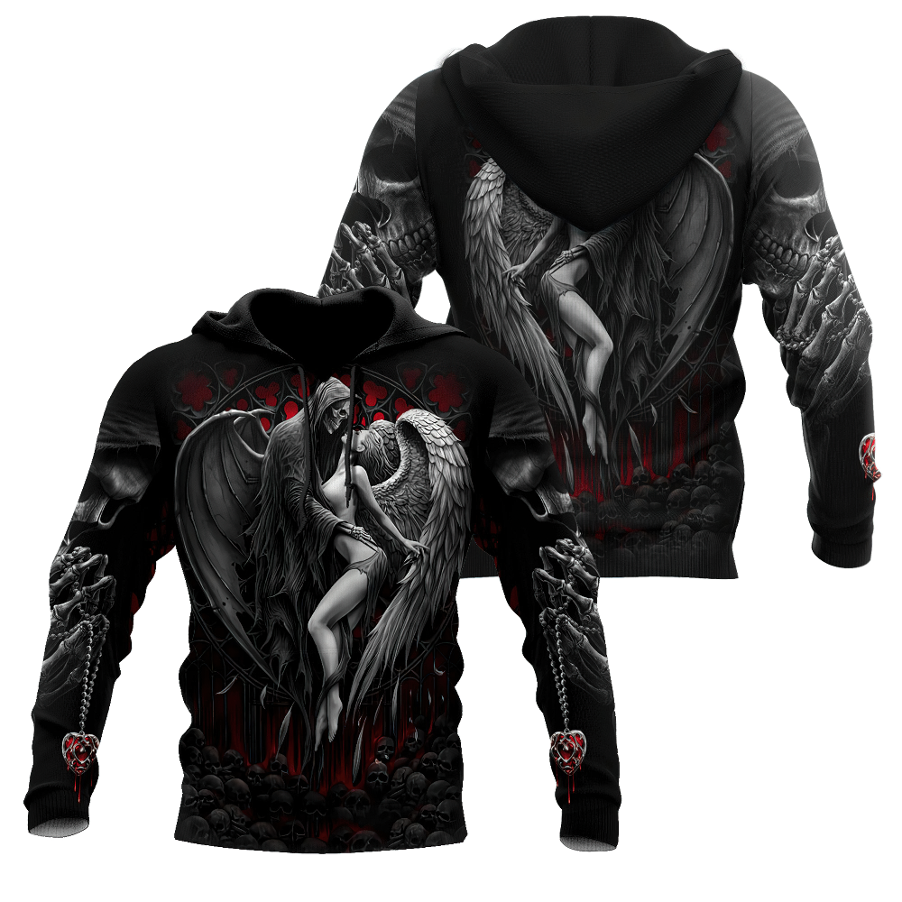 Reaper Skull Angel And Demon 3D Printed Hoodies / Gothic Style Clothing for Men - HARD'N'HEAVY