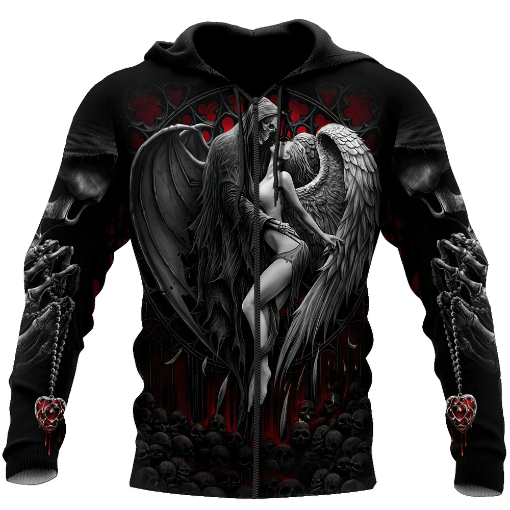 Reaper Skull Angel And Demon 3D Printed Hoodies / Gothic Style Clothing for Men - HARD'N'HEAVY