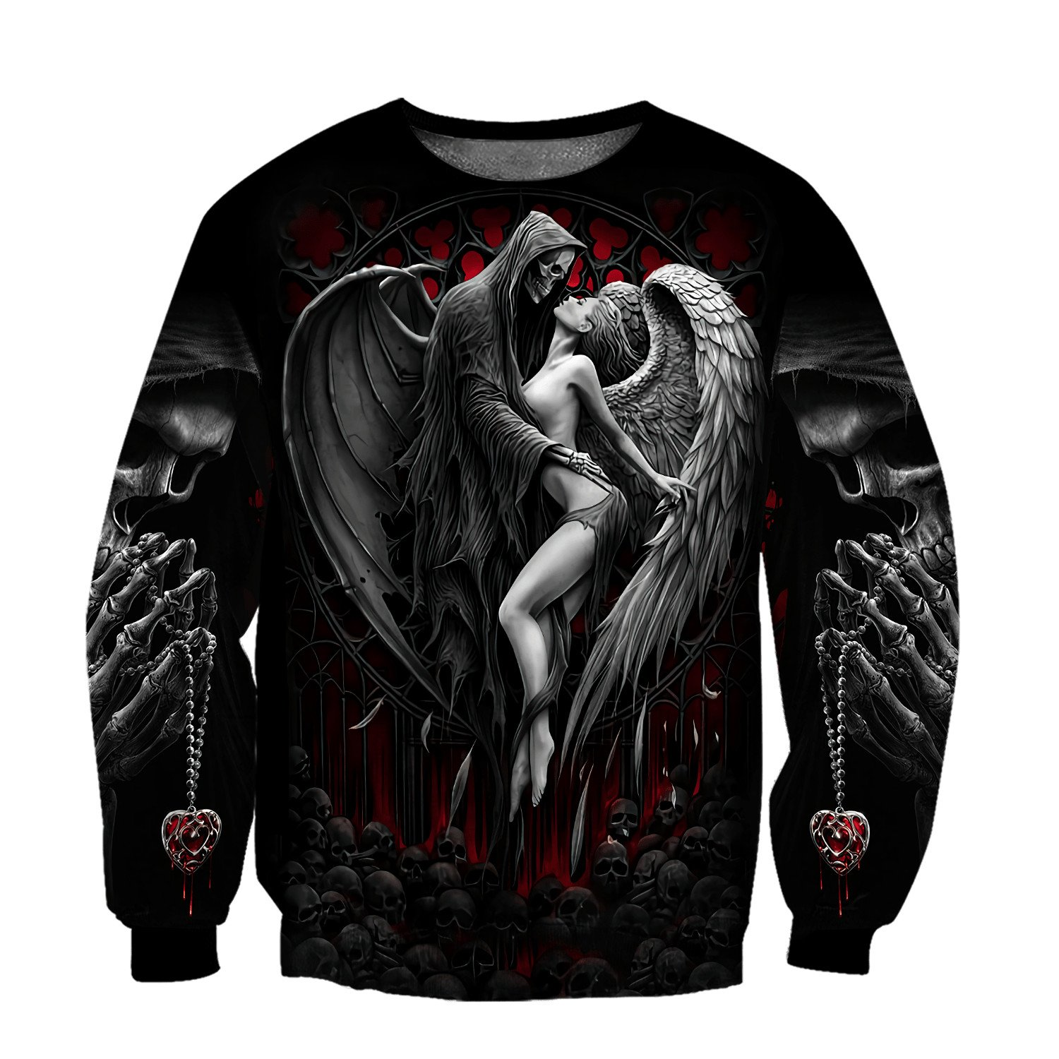 Reaper Skull Angel And Demon 3D Printed Sweatshirt / Gothic Style Clothing for Men - HARD'N'HEAVY