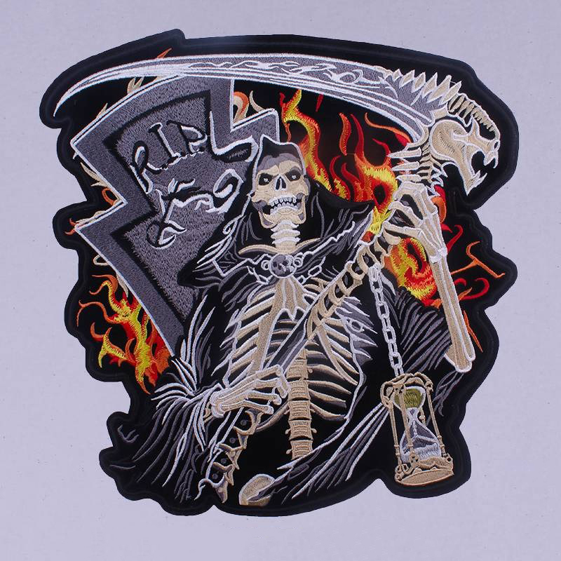 Reaper with his Scythe / Iron-On Patch For Jackets / Large Embroidered Biker Patches For Clothes - HARD'N'HEAVY