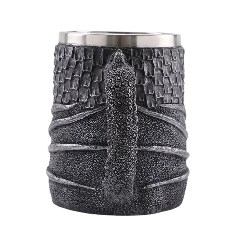 Resin and Stainless Steel Beer 450ml Mug / Retro Viking Pub Bar Mug with Medieval Dragon - HARD'N'HEAVY