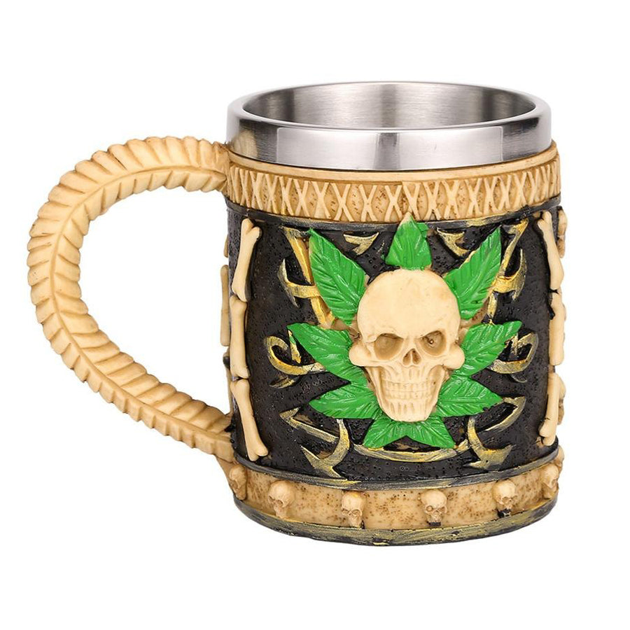 Resin and Stainless Steel Beer 450ml Mug / Retro Viking Pub Bar Mug with Plant Zombie - HARD'N'HEAVY
