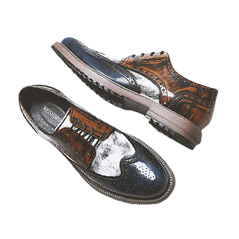 Retro Brogue Shoes Of Mixed Colors For Men / Comforable Footwear Of Round Toe And Lace-Up - HARD'N'HEAVY