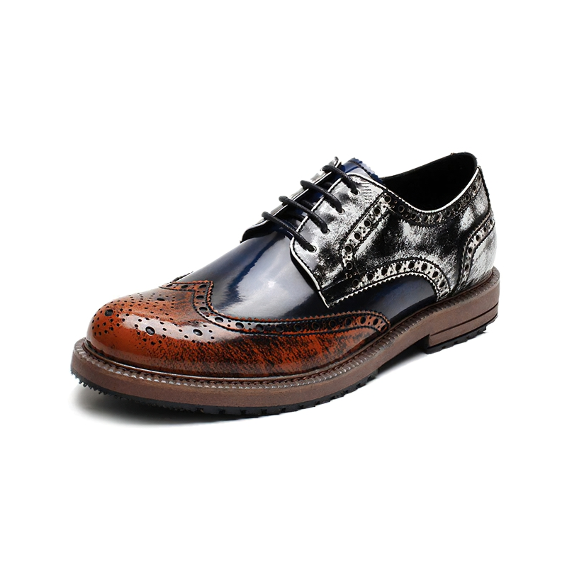 Retro Brogue Shoes Of Mixed Colors For Men / Comforable Footwear Of Round Toe And Lace-Up - HARD'N'HEAVY
