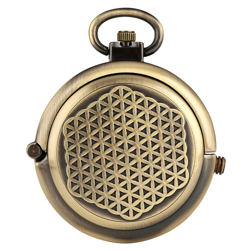 Vintage bronze mechanical pocket watch with decorative floral pattern, perfect for stylish accessory lovers.