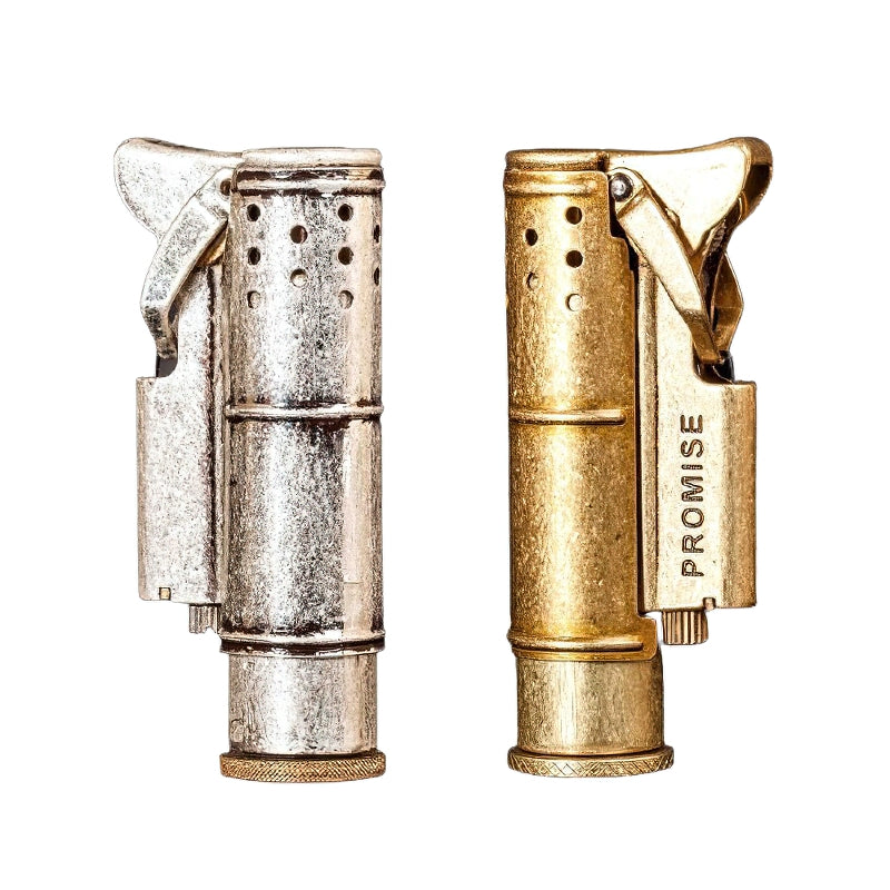 Retro gasoline flint lighters in silver and gold colors, made of pure copper, perfect for vintage style enthusiasts.