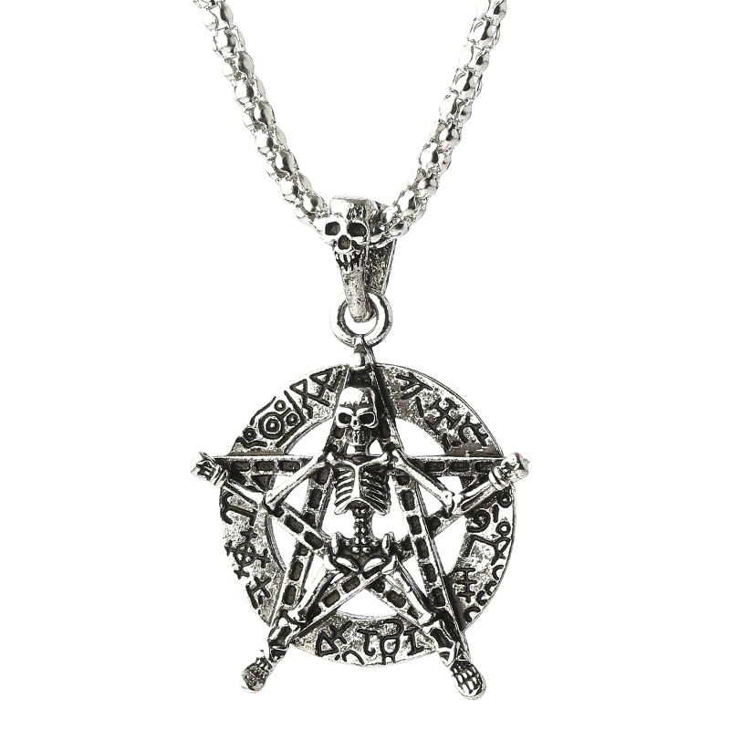 Retro Gothic Pendant Pentagram Of Skeleton / Stylish Wiccan Pagan Religious Jewelry - HARD'N'HEAVY