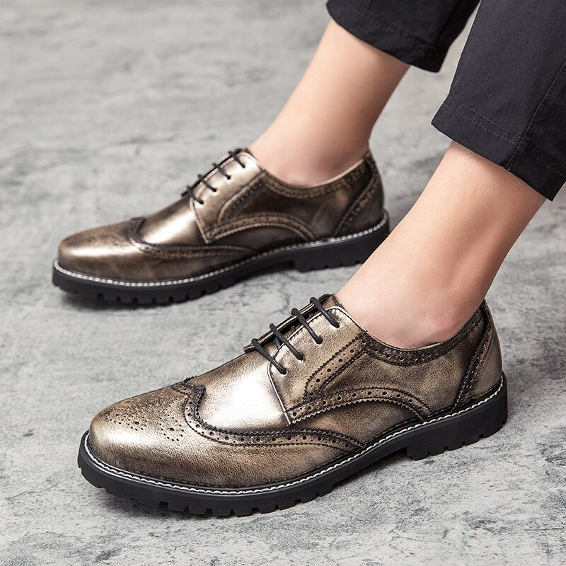 Retro Leather Men's Shoes on Lace-up / Casual Shoes British Style Oxfords For Male - HARD'N'HEAVY