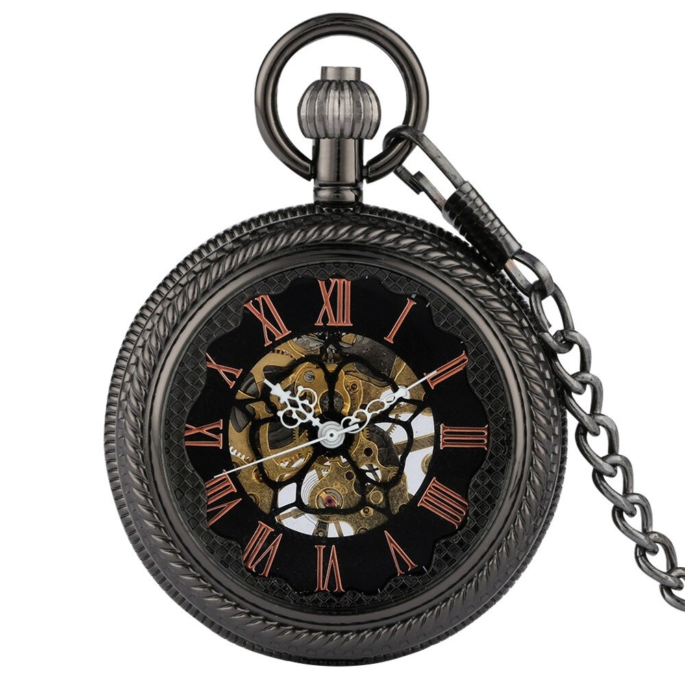 Retro mechanical pocket watch for men and women with antique design and intricate clockwork details.