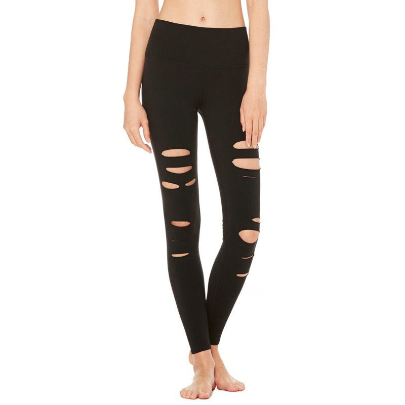 Ripped High Waist Black Slim Trousers / Loose Fit Pencil Pants for Women in Alternative Fashion - HARD'N'HEAVY