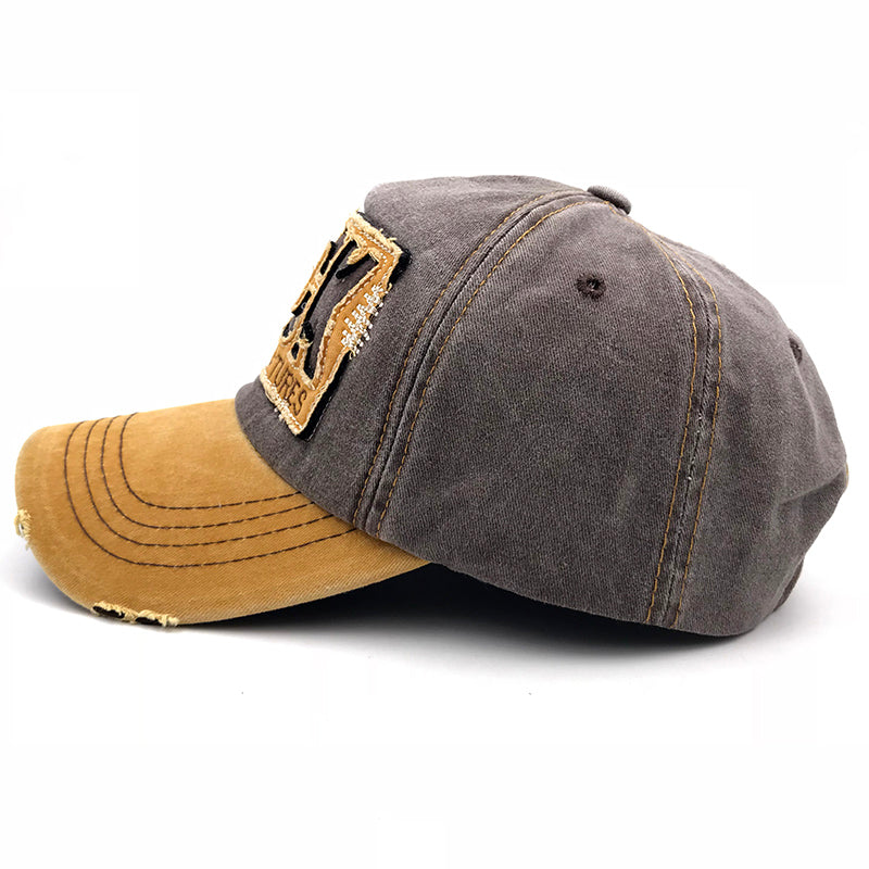 Rock and Metal fashion cotton baseball cap for unisex with ROCK embroidery, adjustable strap, and trendy design.