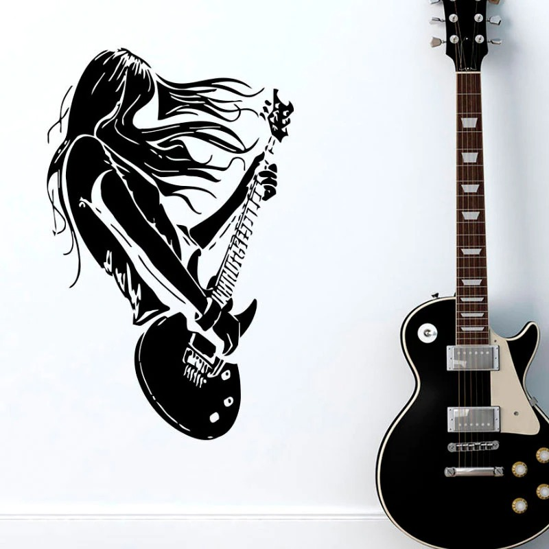 Rock character guitar music enthusiasts wall decal / Decorative vinyl wall stickers indoor home - HARD'N'HEAVY