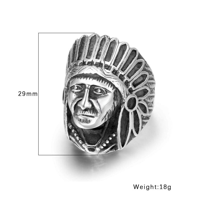 Rock Stainless Steel Ring for Men and Women / Vintage Ring with Indian Chief - HARD'N'HEAVY