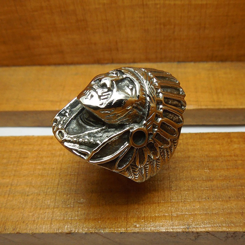 Rock Stainless Steel Ring for Men and Women / Vintage Ring with Indian Chief - HARD'N'HEAVY