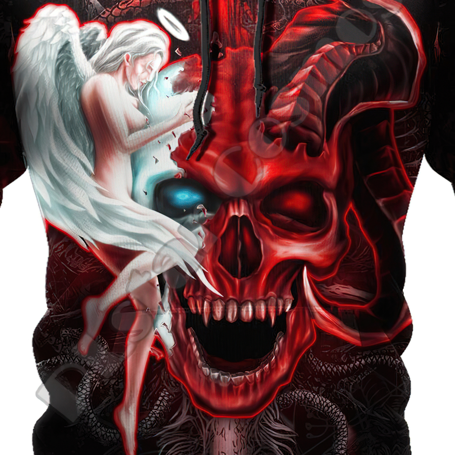 Rock Style Angel And Satanic Demon Hoodie / 3D Print Sweatshirt for Men - HARD'N'HEAVY