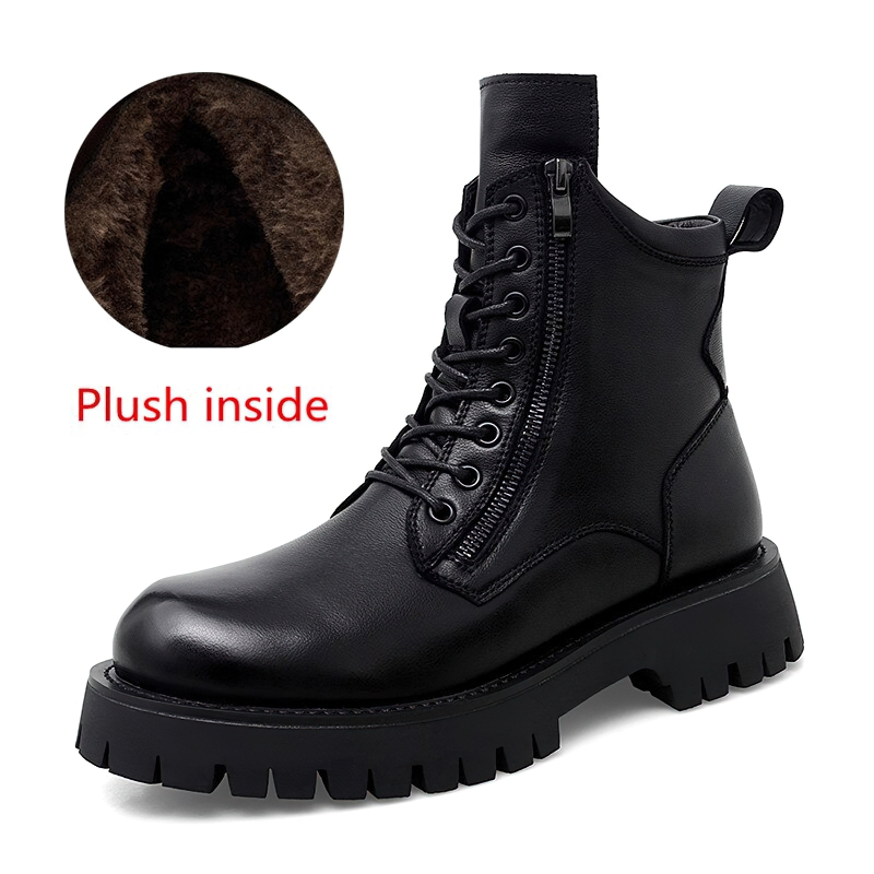 Rock Style Ankle Boots For Men Of Genuine Leather / Casual Comfortable Male Warm Footwear - HARD'N'HEAVY