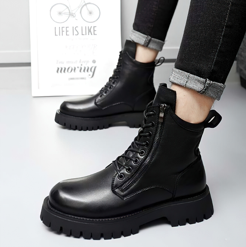 Rock Style Ankle Boots For Men Of Genuine Leather / Casual Comfortable Male Warm Footwear - HARD'N'HEAVY