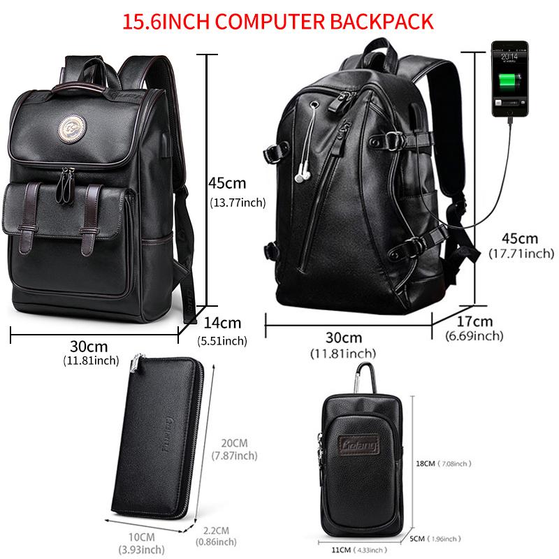 Rock style 15.6 inch computer backpack with external USB charger, pockets, and dimensions for perfect fit.