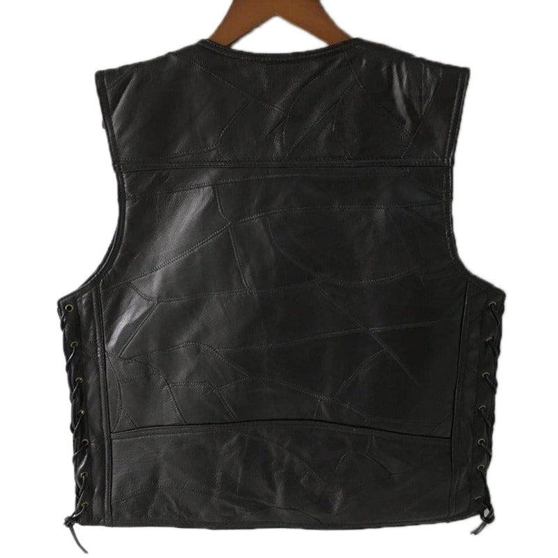Rock Style Black Leather Vest / Men Sleeveless Jackets / Motorcycle Style Punk Clothing - HARD'N'HEAVY