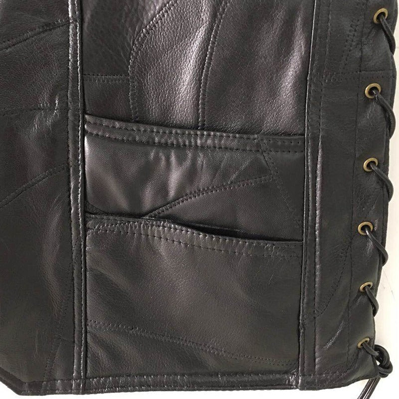 Rock Style Black Leather Vest / Men Sleeveless Jackets / Motorcycle Style Punk Clothing - HARD'N'HEAVY