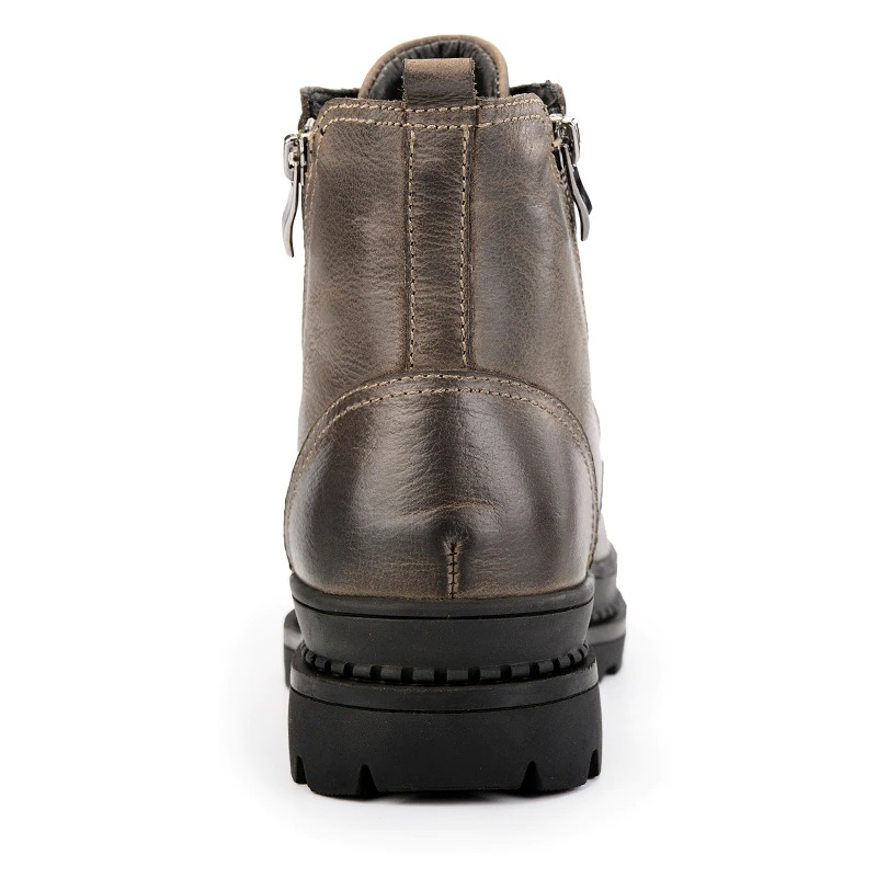 Stylish men's leather ankle boots in brown with side zippers and rugged soles, perfect for casual fashion.
