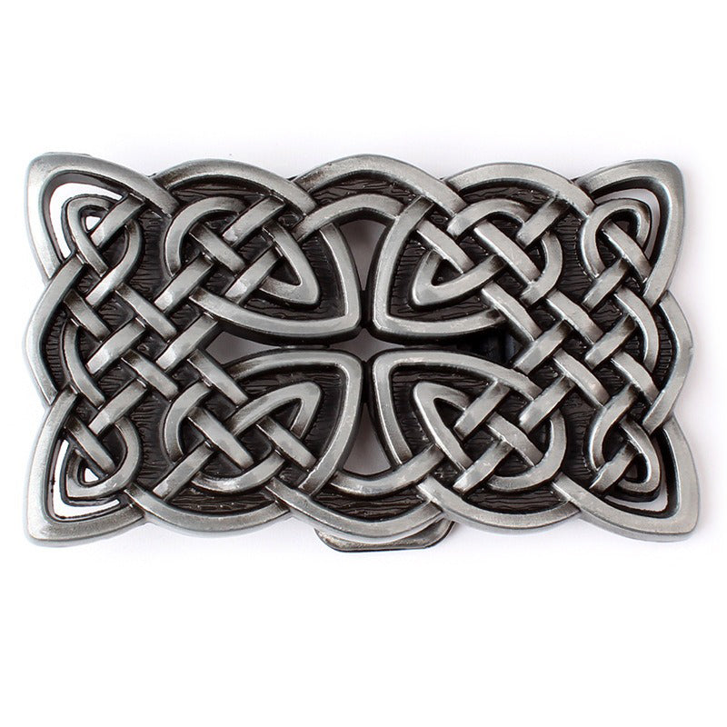 Intricate rock style Celtic cross buckle in zinc alloy, perfect for 4cm width belts and alternative fashion accessories.