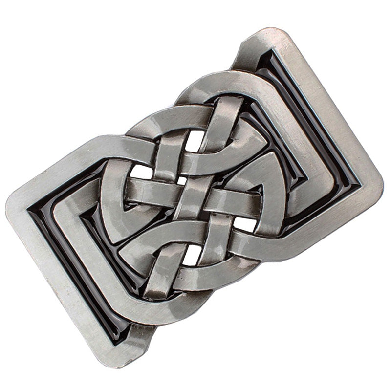 Rock Style Cool Belt Buckle with intricate knot pattern in zinc alloy, perfect for alternative fashion outfits.
