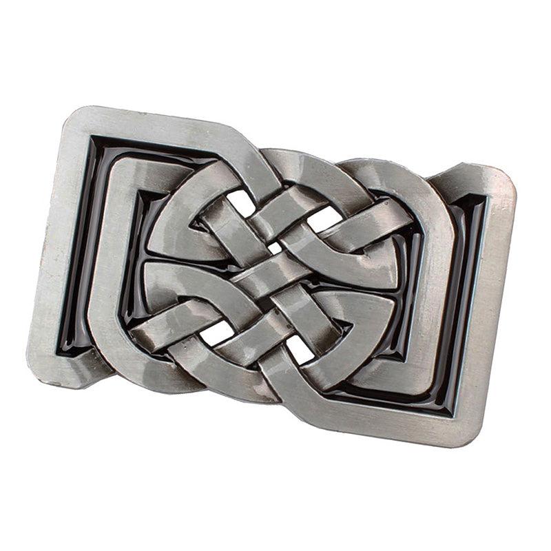 Rock style zinc alloy belt buckle with intricate geometric pattern, perfect for alternative fashion outfits.