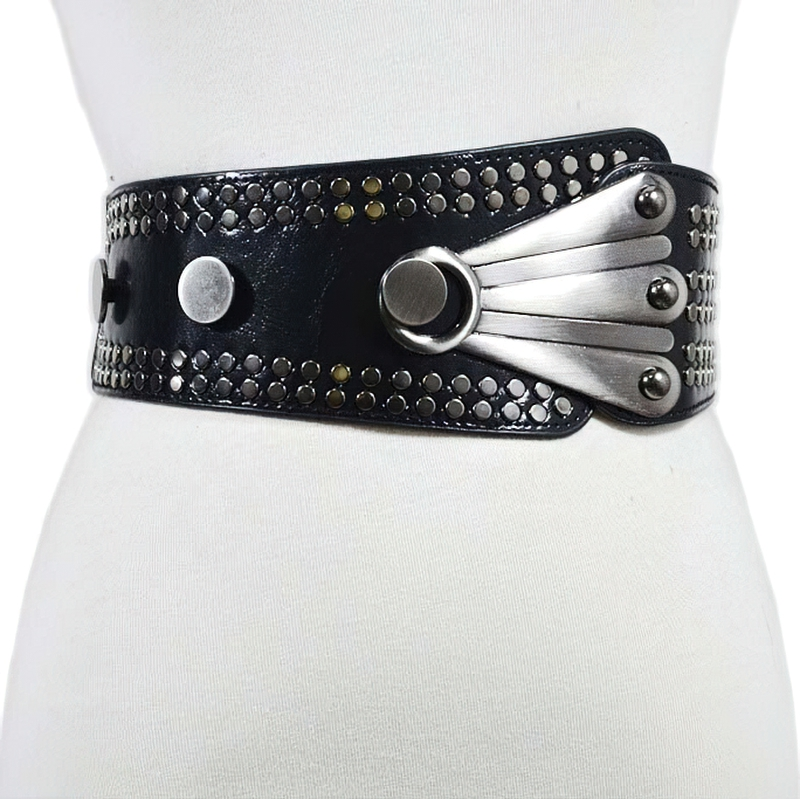 Rock Style Elastic Wide Belt With Rivet For Women / Gothic Fashion Exquisite Accessories - HARD'N'HEAVY