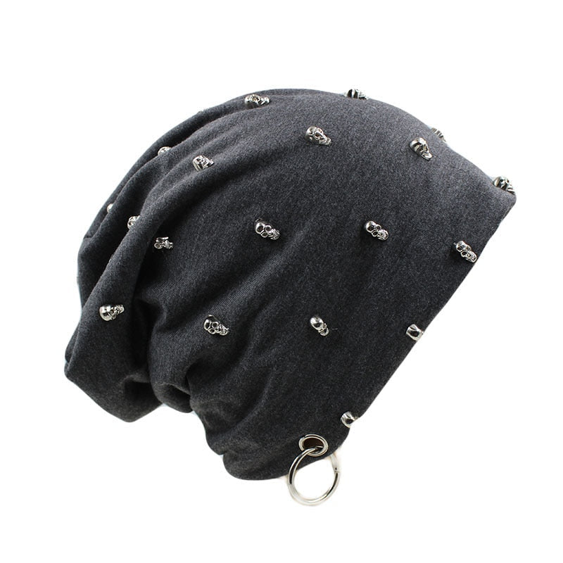 Rock Style Hat With Skulls and Hoop / Rave Outfits / Punk Clothing - HARD'N'HEAVY