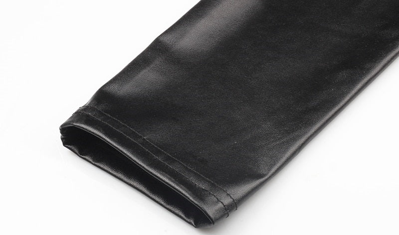 Rock Style Leather Leggings for Women / High Waist Stretch Slim Black PU Leather Pants - HARD'N'HEAVY