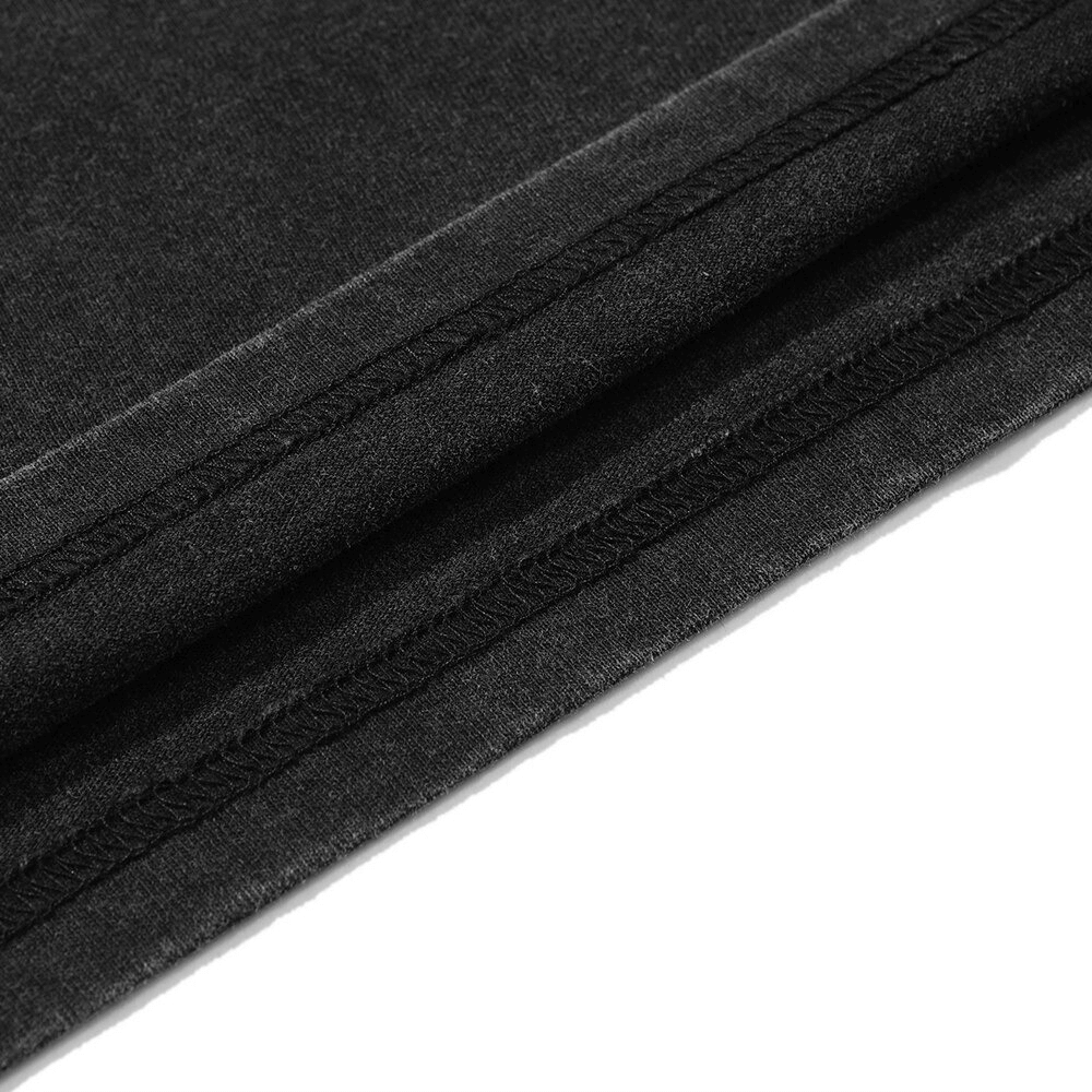 Close-up of soft fabric and stitching on a Rock Style Letter Skull Oversize T-Shirt, showcasing quality and comfort.