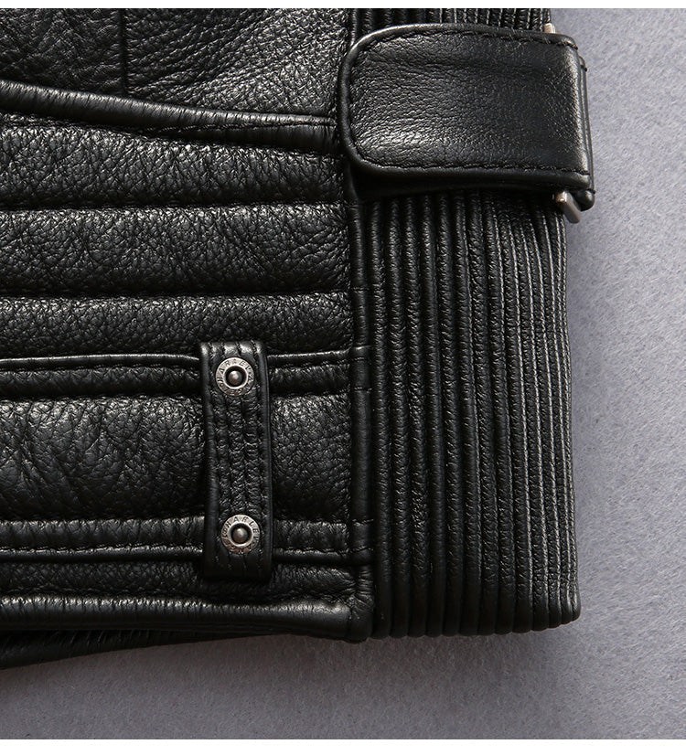 Rock Style Men Cowhide Vest / Top Quality Biker Vest / Genuine Leather Rave Outfits - HARD'N'HEAVY