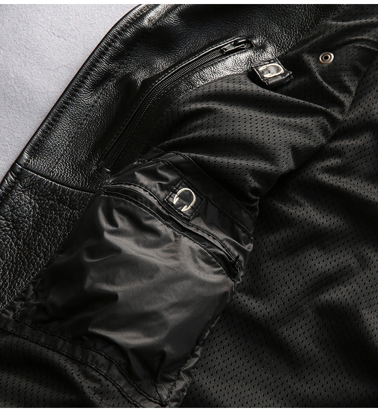 Rock Style Men Cowhide Vest / Top Quality Biker Vest / Genuine Leather Rave Outfits - HARD'N'HEAVY