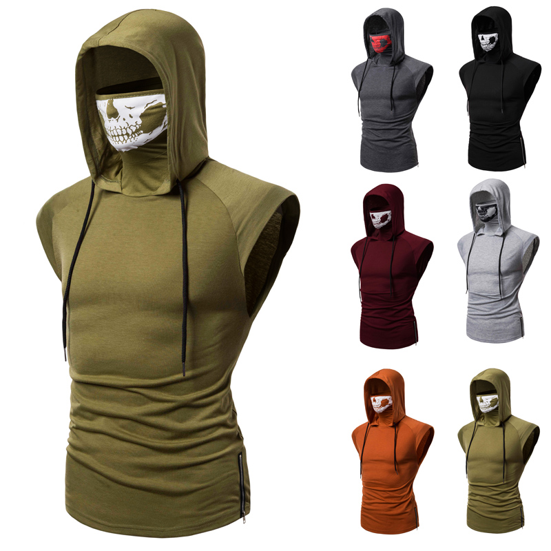 Rock Style Men Hooded Tank Top with Mask / Alternative Fashion Clothing - HARD'N'HEAVY