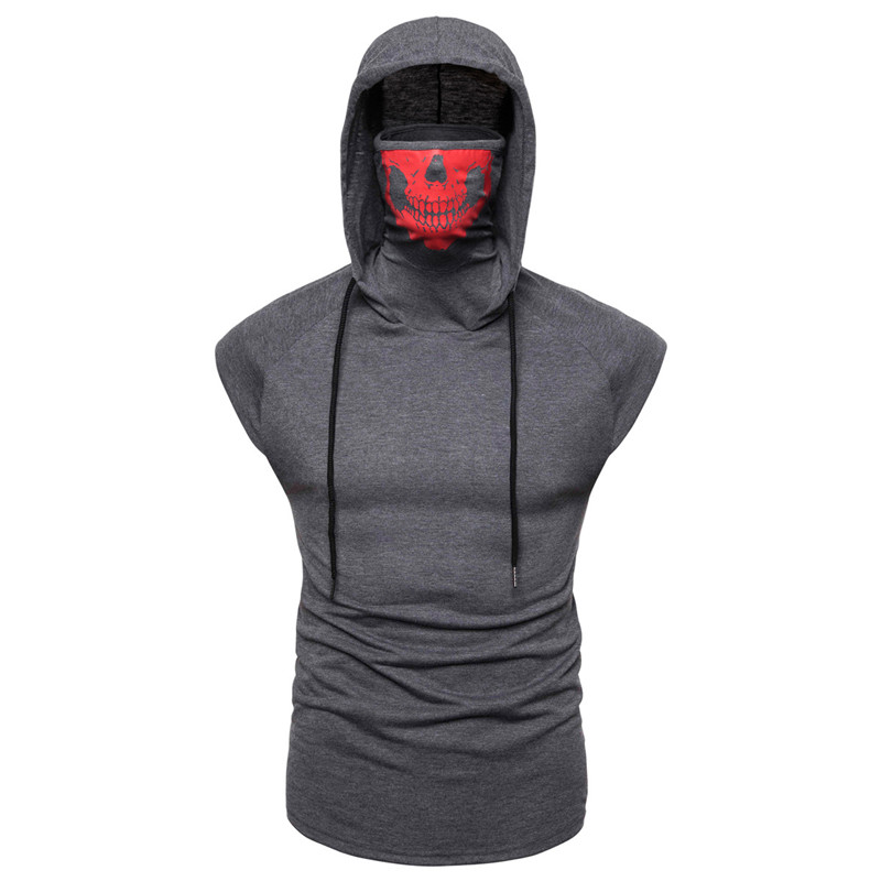 Rock Style Men Hooded Tank Top with Mask / Alternative Fashion Clothing - HARD'N'HEAVY