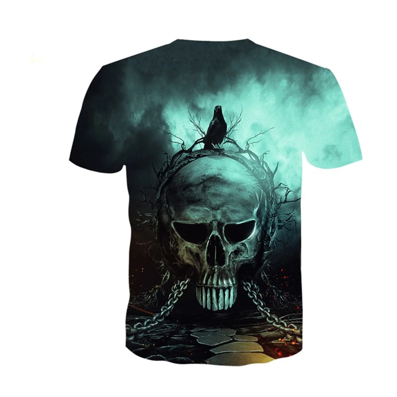 Rock Style Men T-Shirt / Skull Print O-Neck T-Shirt / Alternative Fashion Streetwear - HARD'N'HEAVY