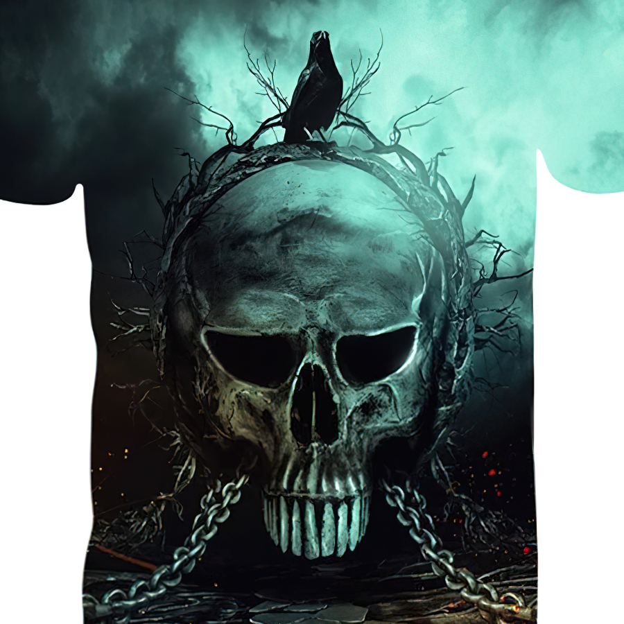 Rock Style Men T-Shirt / Skull Print O-Neck T-Shirt / Alternative Fashion Streetwear - HARD'N'HEAVY