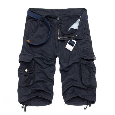 Cool rock style military shorts for men, featuring multiple pockets and a loose fit, perfect for urban and concert looks.