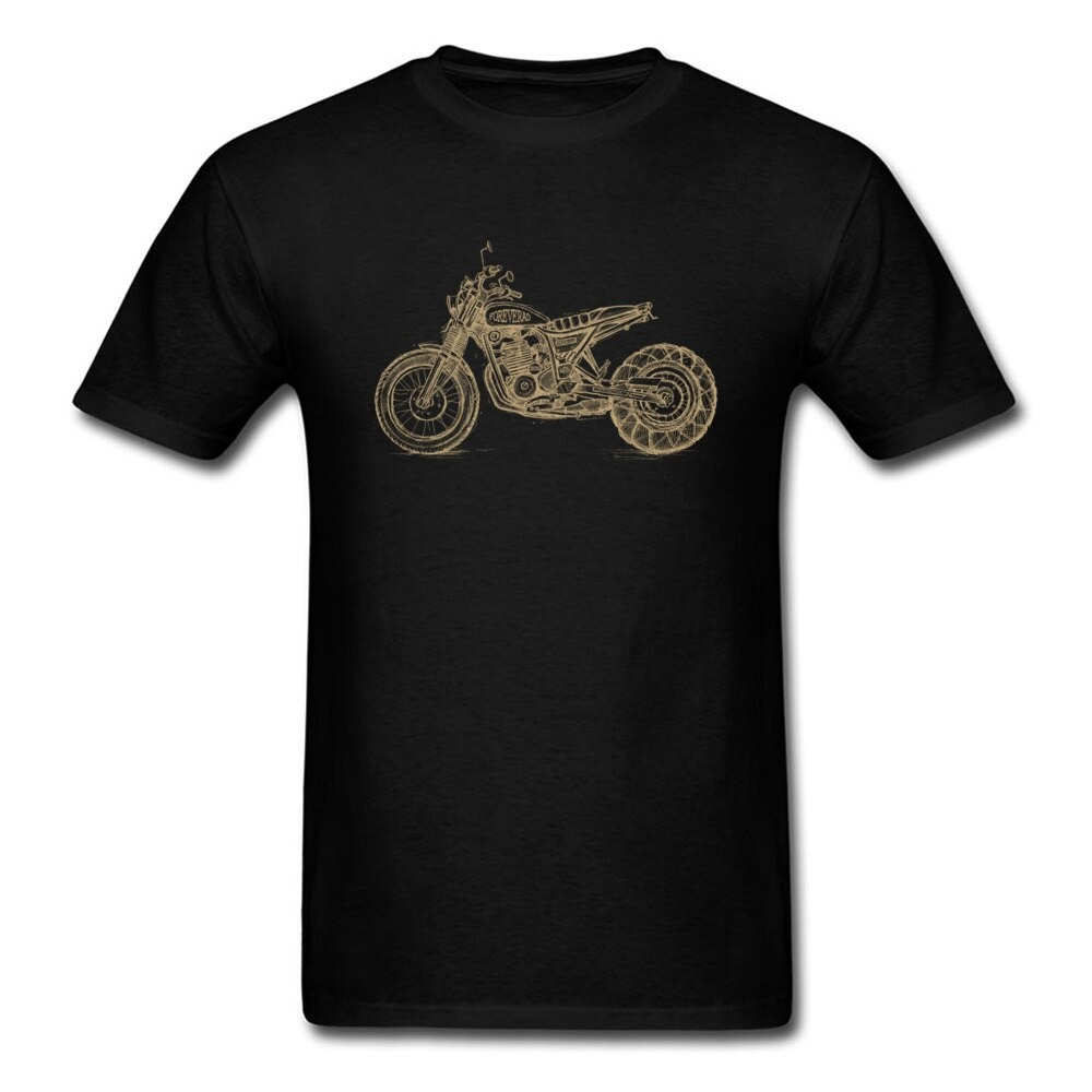 Unisex black biker t-shirt featuring a stylish motorcycle print, perfect for rock style enthusiasts.