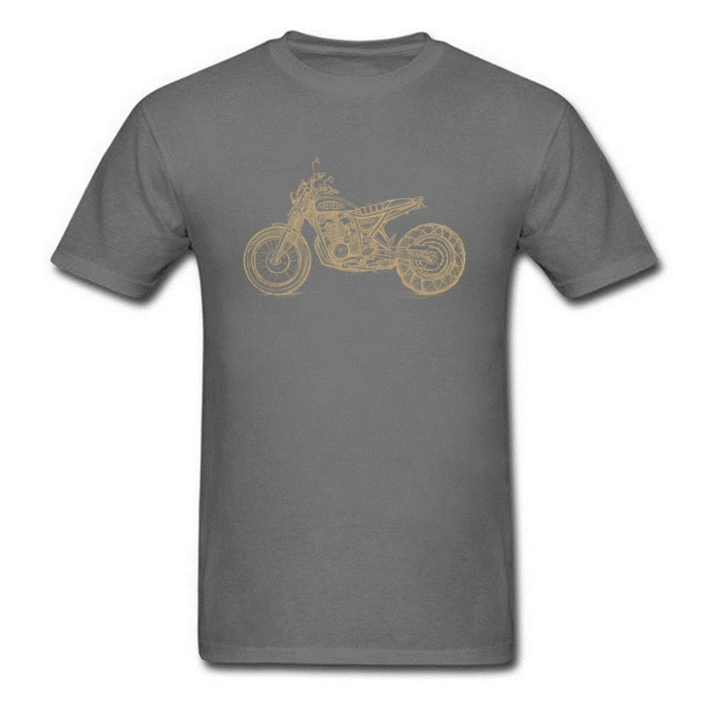 Gray unisex biker t-shirt with a stylish motorcycle print, perfect for rock style enthusiasts.