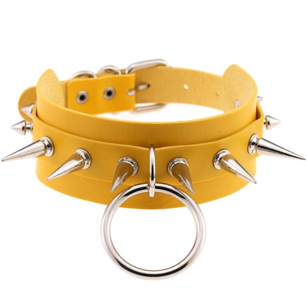 Rock Style O-Round Chokers for Women and Men / Leather Chokers with Spike Rivets - HARD'N'HEAVY