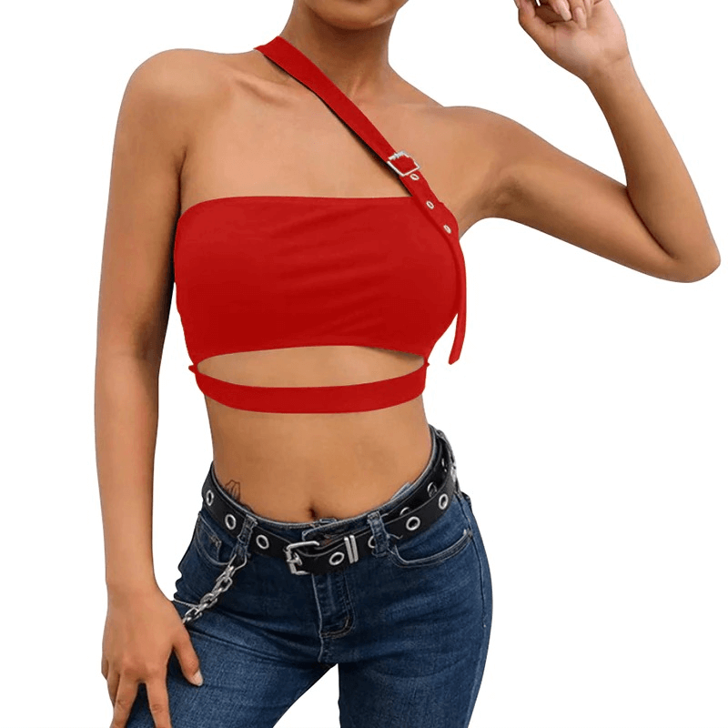 Rock Style Outfit / Sexy Cropped Hollow Tank Top / Women's Tank Top Backless Crop Tops - HARD'N'HEAVY