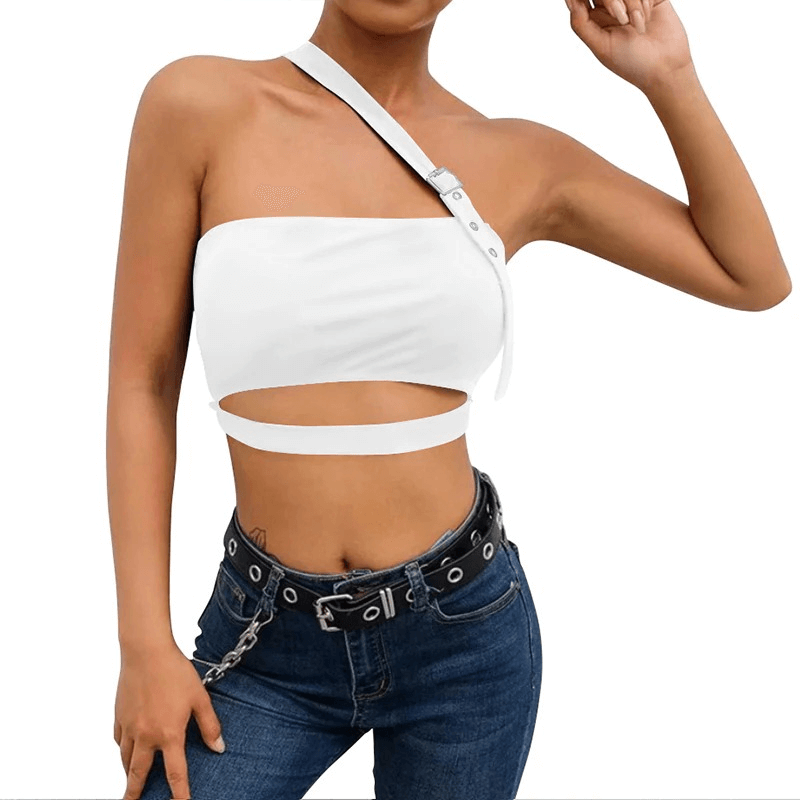 Rock Style Outfit / Sexy Cropped Hollow Tank Top / Women's Tank Top Backless Crop Tops - HARD'N'HEAVY