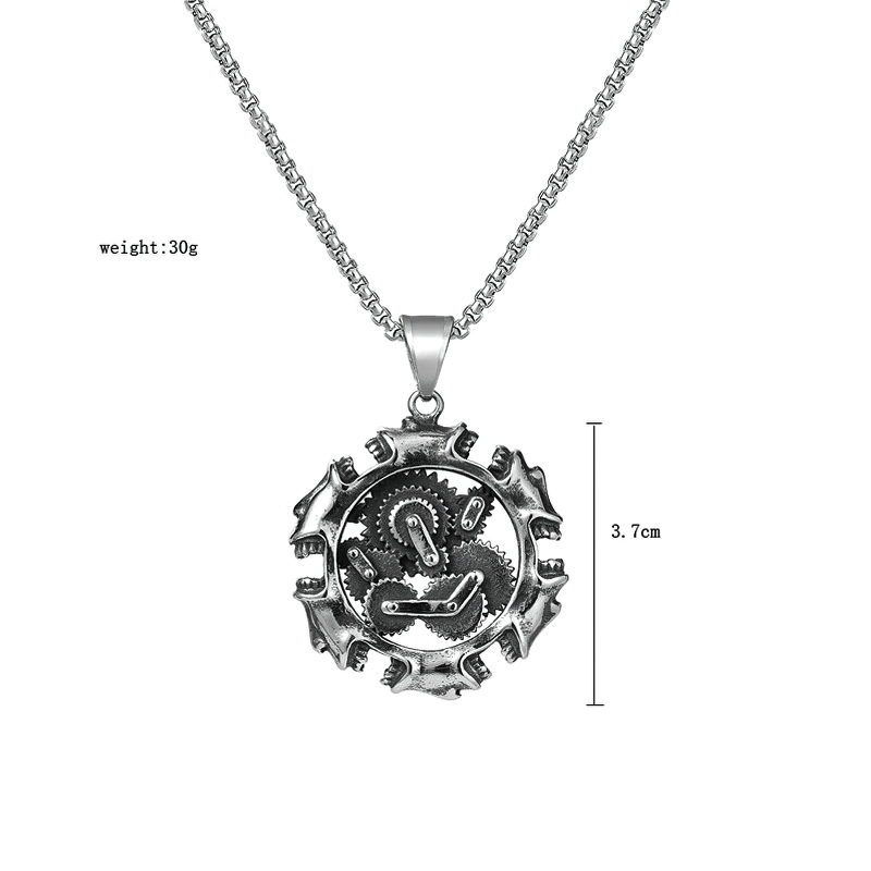 Rock style unisex pendant featuring a mechanical skull design in stainless steel, perfect for gothic jewelry lovers.