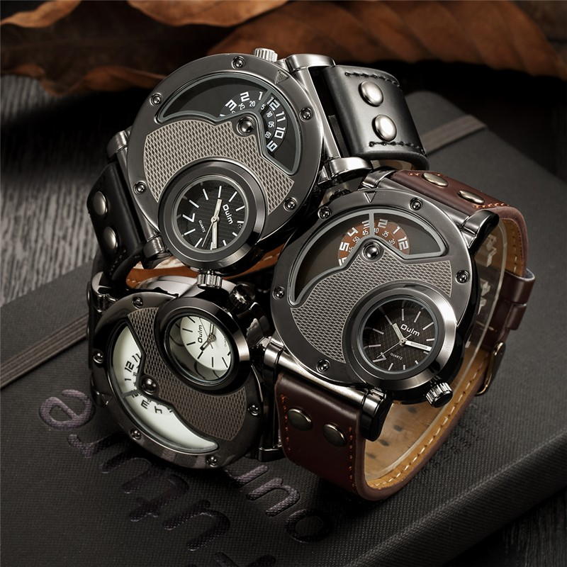 Stylish rock-style quartz watches featuring PU leather bands and modern designs for men.
