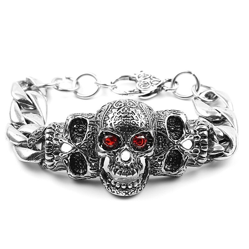 Rock Style Skull Men's Bracelet / Fashion Stainless Steel Bracelet / Male Motorcycle Jewerly - HARD'N'HEAVY