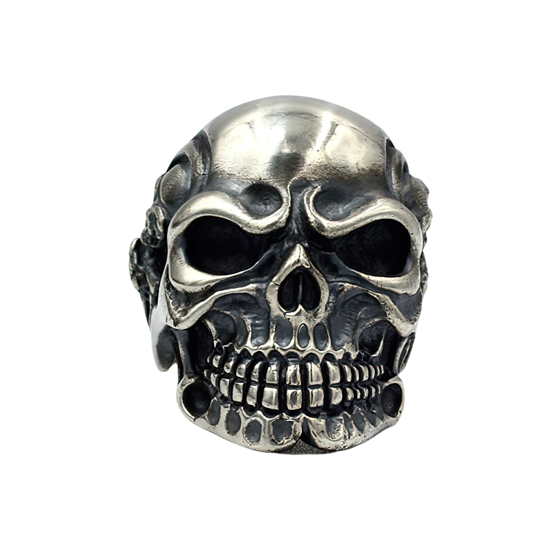 Rock Style Sterling Silver Skeleton Ring / Men's Vintage Skull Ring / Silver Male Ring - HARD'N'HEAVY